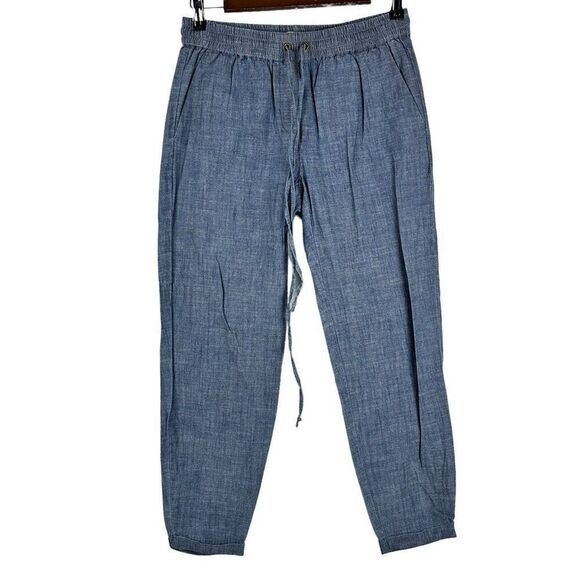 J. Crew Chambray Drawstring Crop Cuffed Pants Size 0 - Picture 2 of 6